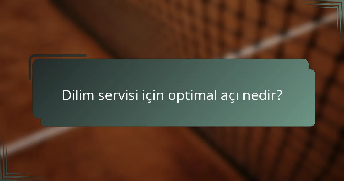 Dilim servisi için optimal açı nedir?